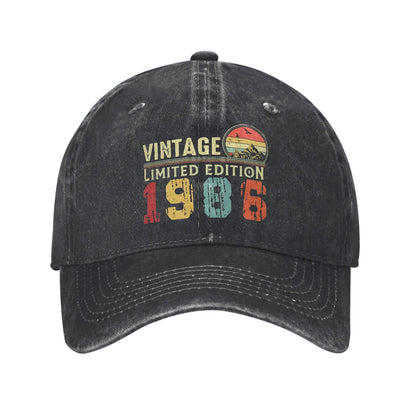 Unisex Vintage 1986 Birthday Year 40 years old  Printed Hats Vintage Distressed Denim  Baseball Cap