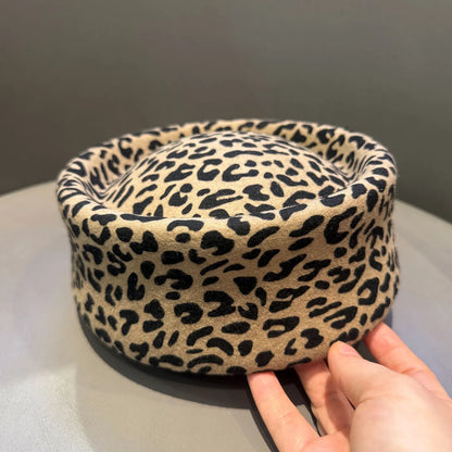 New Trend Retro Flight Attendant Leopard Print Hat Women