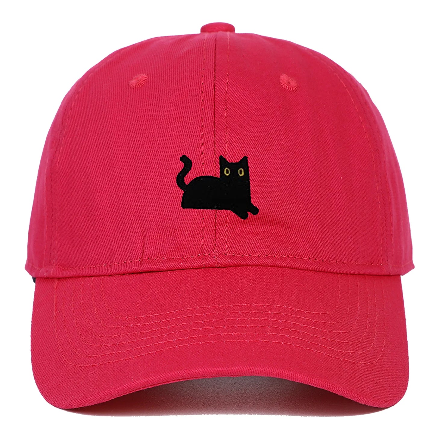 Cute Cat Embroidery Soft Top Baseball Cap Men and Women Summer