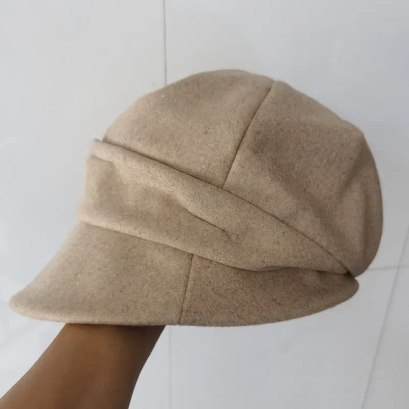 Winter Wool Felt Beret & Bucket Hat - Thermal Lined Vintage Newsboy Cap