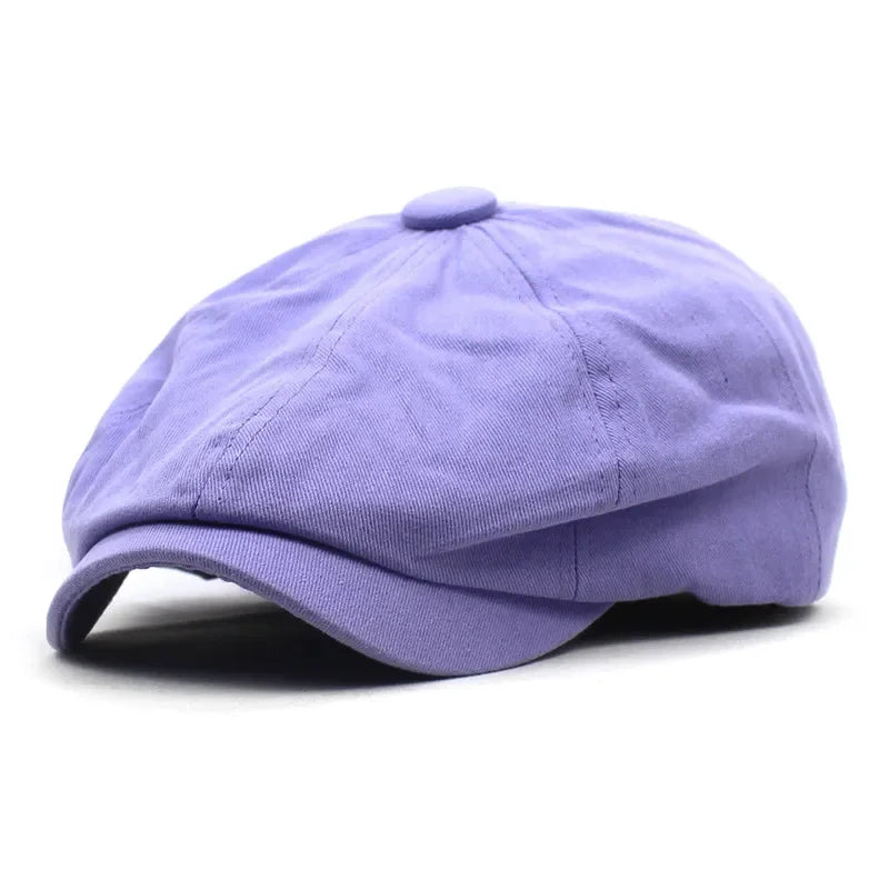 Solid Cotton Newsboy Caps Men Flat Peaked Cap Women Painter Beret Hats