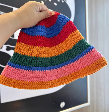 Skeleton Embroidery Fisherman Hat Winter Handmade Crochet Knitted