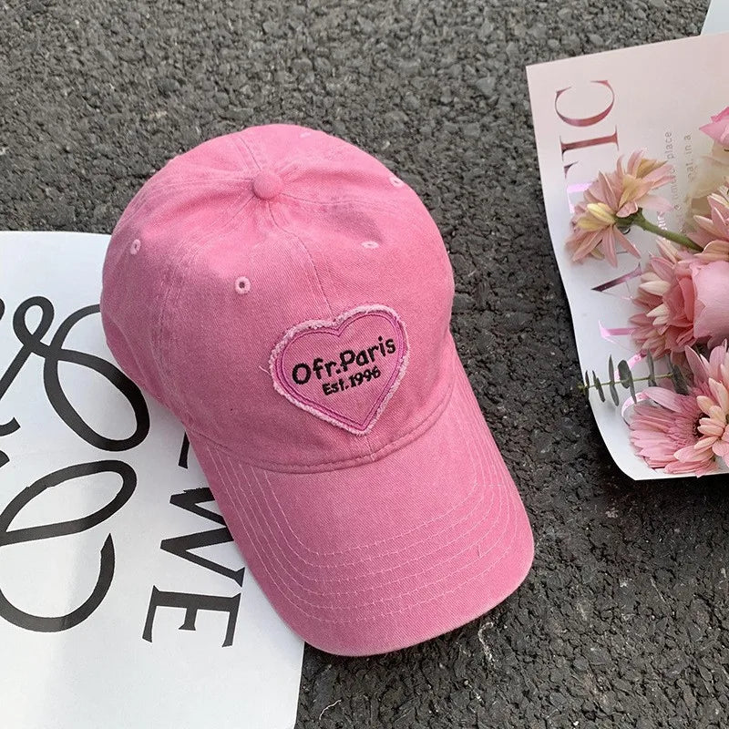 Women Y2K Korean Washed Denim Snapback Hat