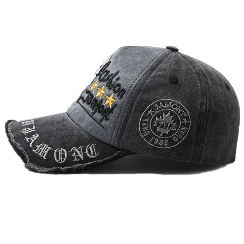 Unisex Washed Cotton Vintage Cap Letter Embroidery Baseball Cap Men And Women