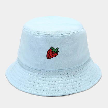 2024 Panama Bucket Hat Fruit Strawberry Embroidered Fishing Cap