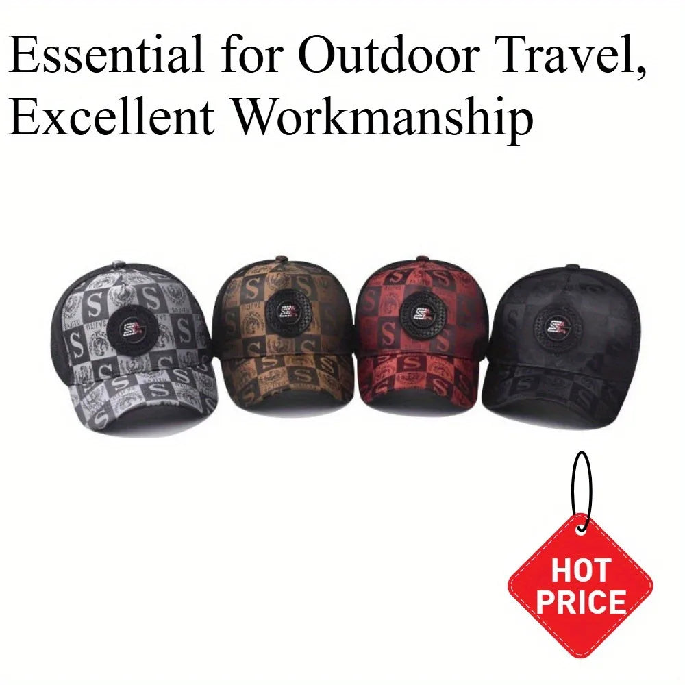 1pc Men's Fashionable Baseball Cap - Breathable Mesh, Black/Red, Outdoor Travel