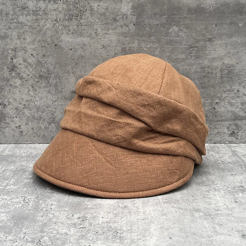 Slouchy Newsboy Cap Linen Summer Cap Casual Women Sun Cap