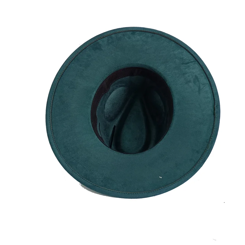 Malachite Green Suede Hat Wide Brim Fedora Hat Men Women Autumn Winter