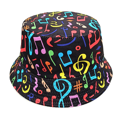 Fashion Musical Note Print Bucket Hat Unisex Casual Decorate Fisherman Caps