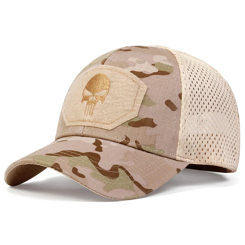 Unisex Skull Embroidered Top With Patch Breathable Baseball Caps Adjustable Sunscreen Hat