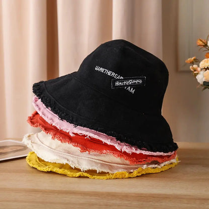 Women Outdoor Sunscreen Bucket Hat Cotton Sun Caps Fisherman Cap