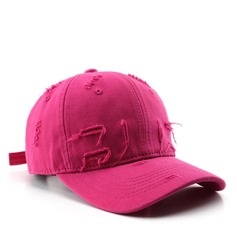 Vintage Distressed Baseball Cap, Casual Adjustable Cotton Hat