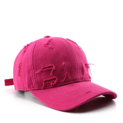 Vintage Distressed Baseball Cap, Casual Adjustable Cotton Hat