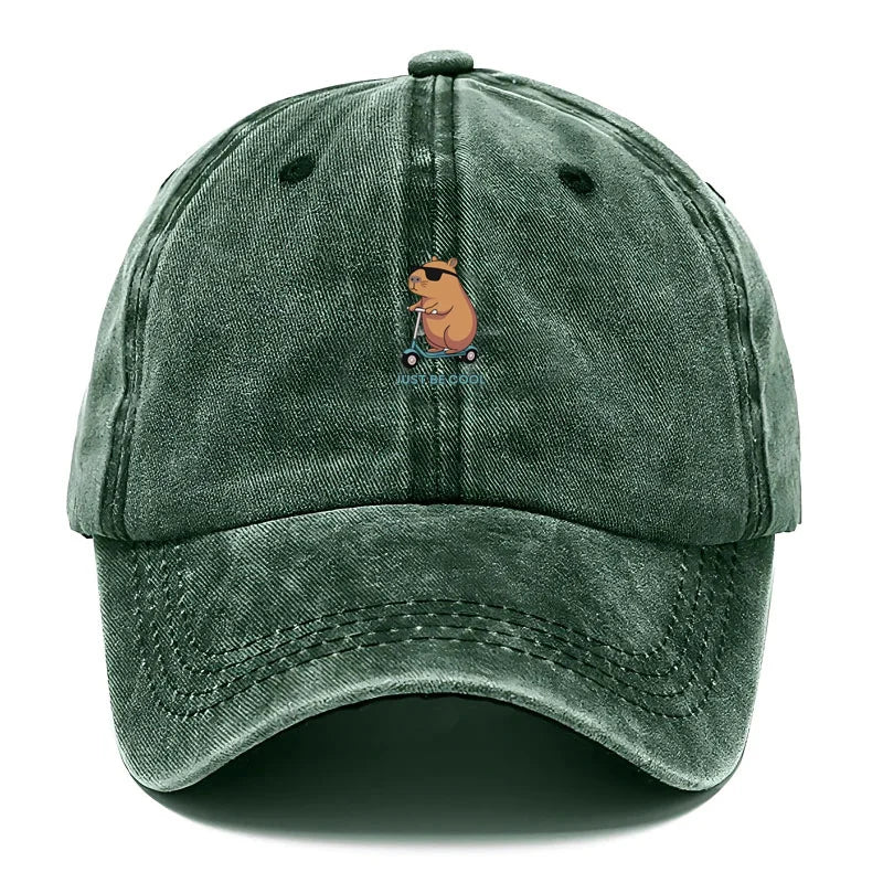 Capybara Cartoon Washed Cotton Baseball Cap For Men Women