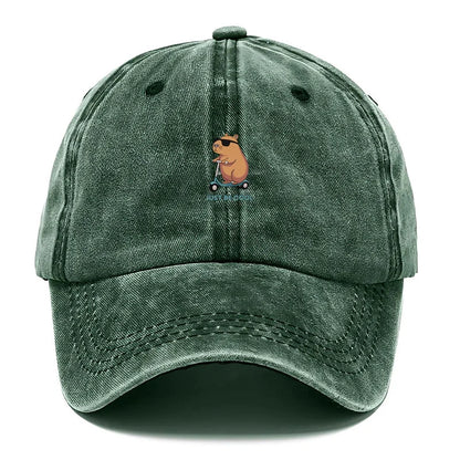 Capybara Cartoon Washed Cotton Baseball Cap For Men Women