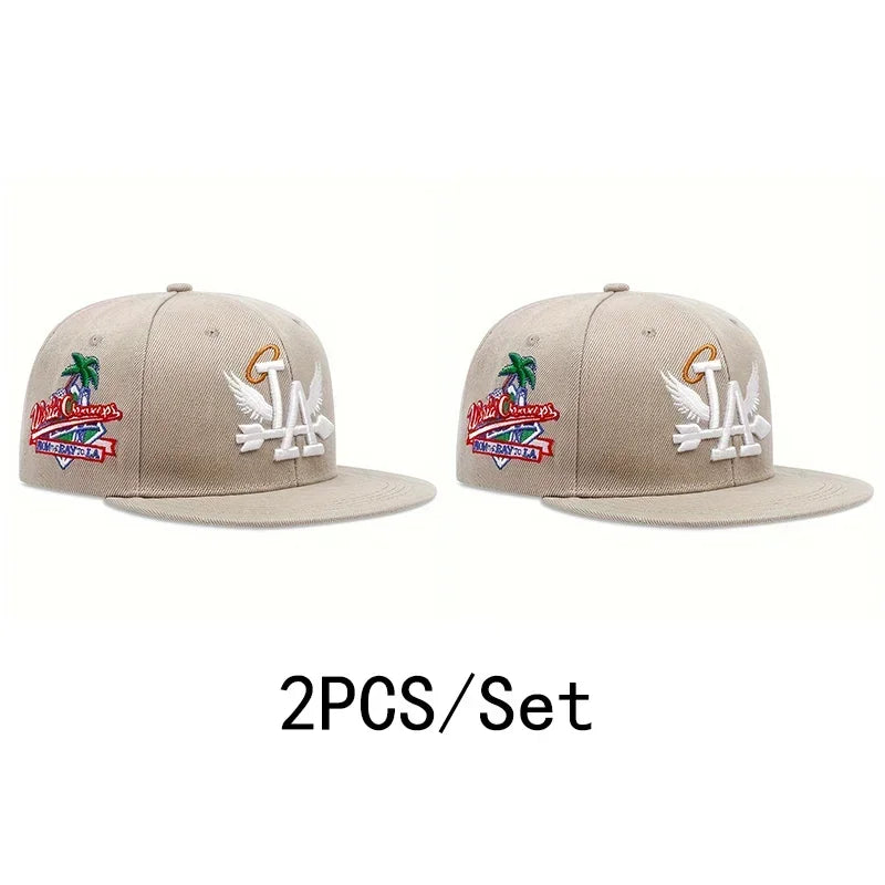 1/2/3/4PCS Fashion Unisex LA Embroidery Snapback Caps Los Angeles Angel Wings Hip Hop Caps