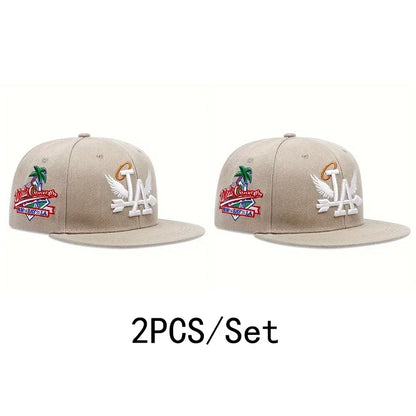 1/2/3/4PCS Fashion Unisex LA Embroidery Snapback Caps Los Angeles Angel Wings Hip Hop Caps
