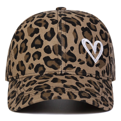 Unisex Love Embroidery Leopard Print Baseball Caps