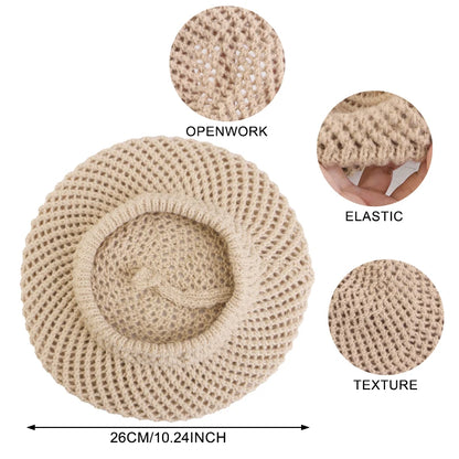 Autumn And Winter Style Double-Layered Mesh Beret Cap