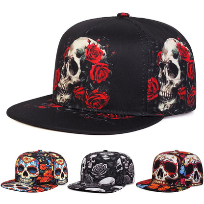 Skeleton Flat Edge Hat Street Dance HipHop Hat Cycling