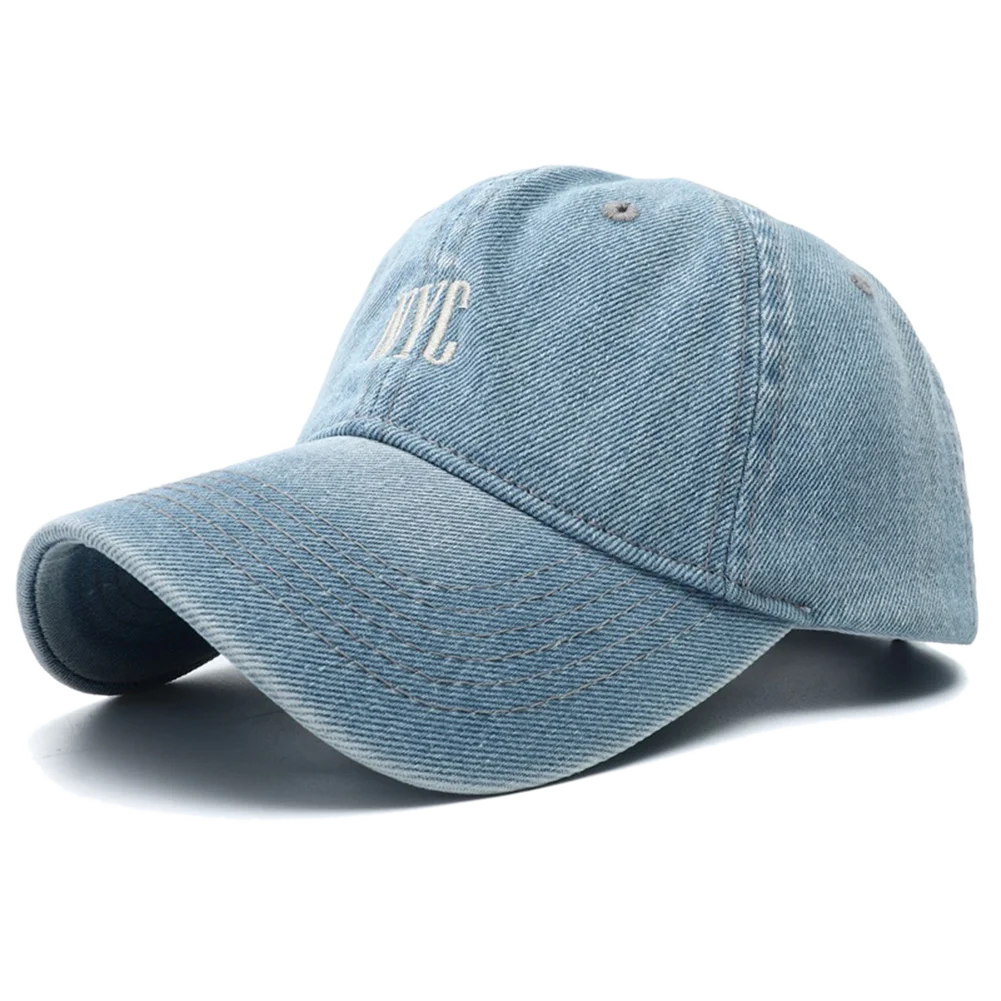 Unisex Vintage Embroidery Washed Denim Baseball Cap Adjustable Snapback Hat