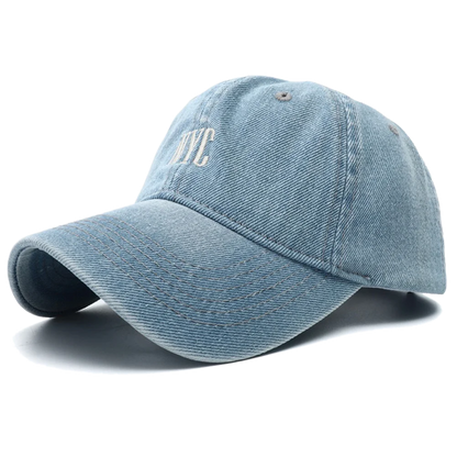 Unisex Vintage Embroidery Washed Denim Baseball Cap Adjustable Snapback Hat