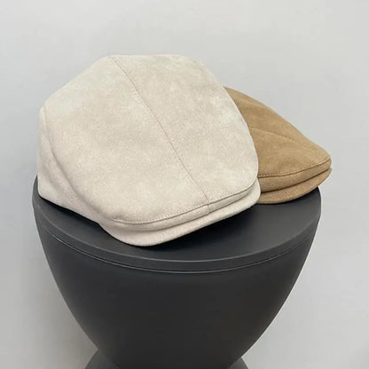Peaked Cap Suede Visor Women's Cap British Style Newsboy Cap