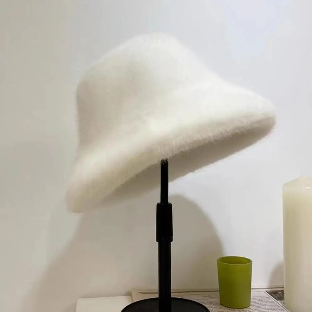 2025 Winter Puffy Faux Fur Bucket Hats Women
