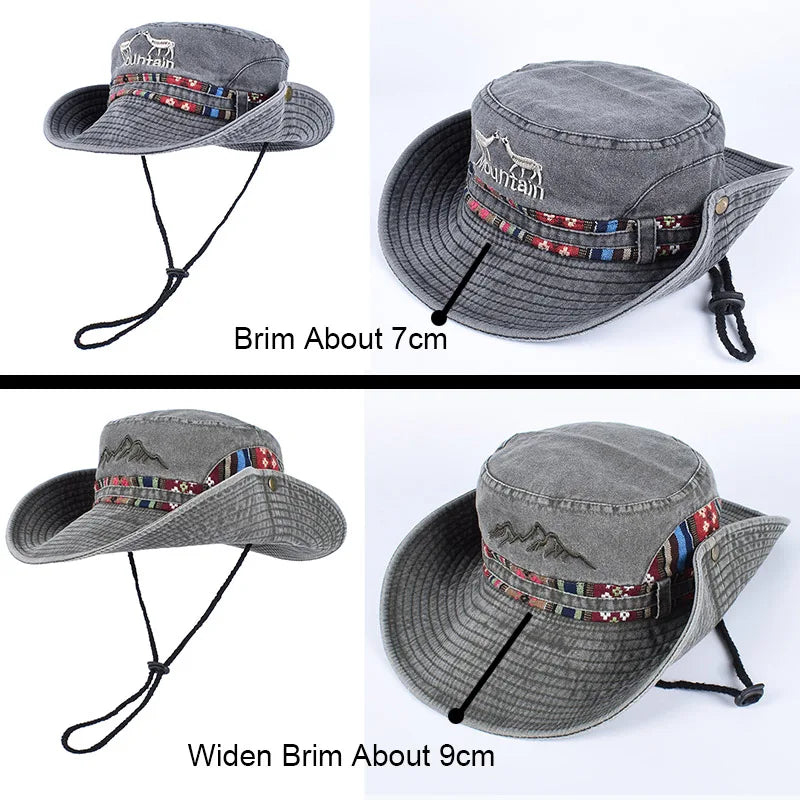 Summer Men's Panama Hat Women Beach Bucket Hat Retro Letter Embroidered