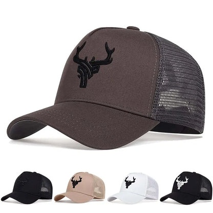Unisex Animal Antlers Embroidery Baseball Net Caps Spring and Summer