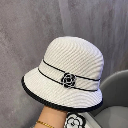 Straw Square Ribbon Straw Hat Beach Travel Sun Protection Flat Hat
