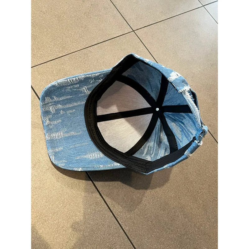Retro Distressed Hard-Top Baseball Cap For Women