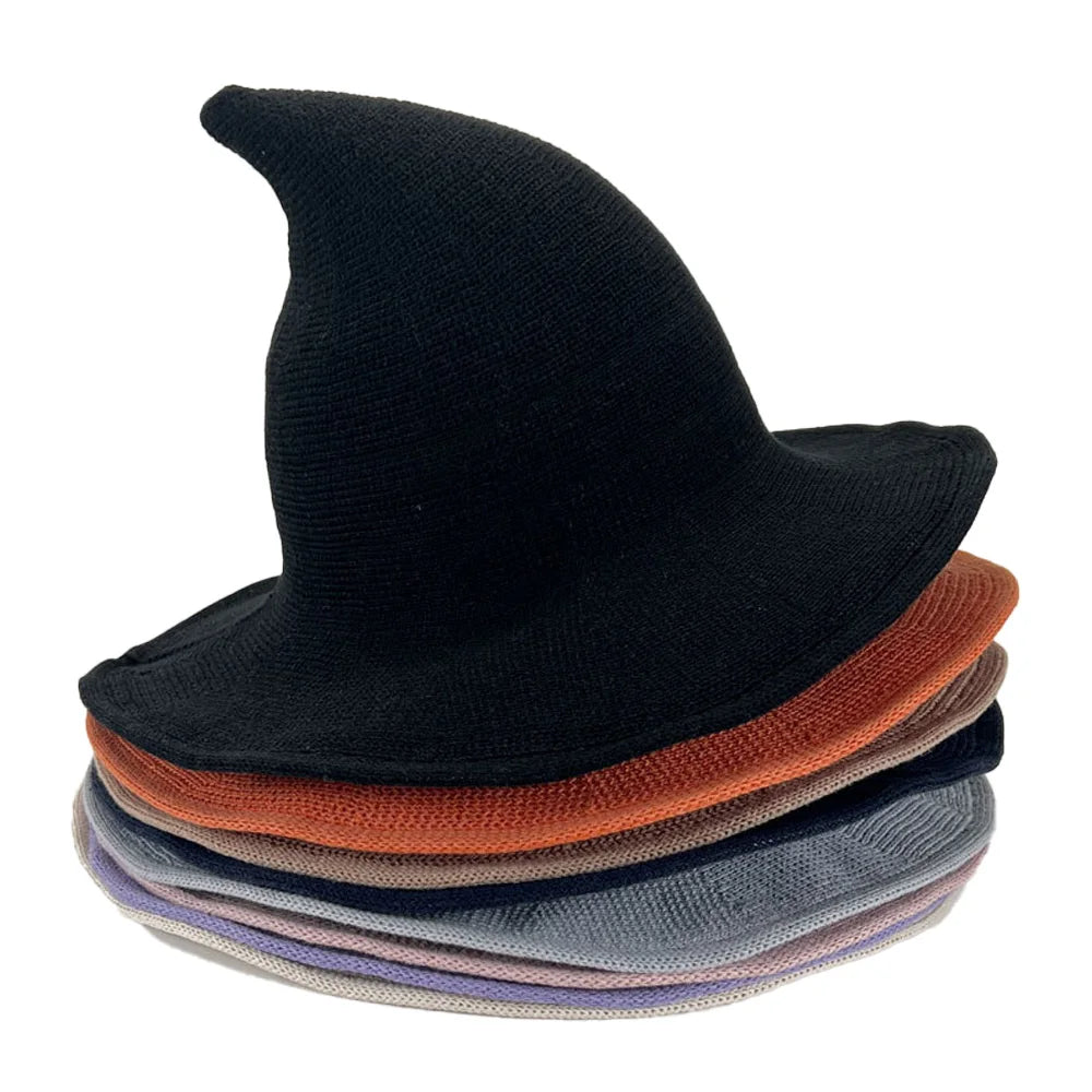 Halloween Witch Hat Long Point Hat Knitted Cap For Women Halloween Party Hat