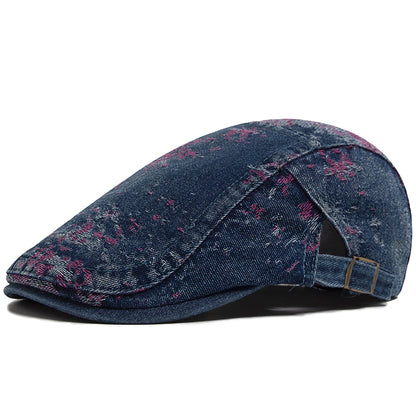 Spring Fashion Print Denim Women's Beret Summer