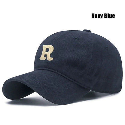 Unisex Korean Version Big Head Circumference Three-Dimensional R Letter Cotton Embroidered Baseball Cap