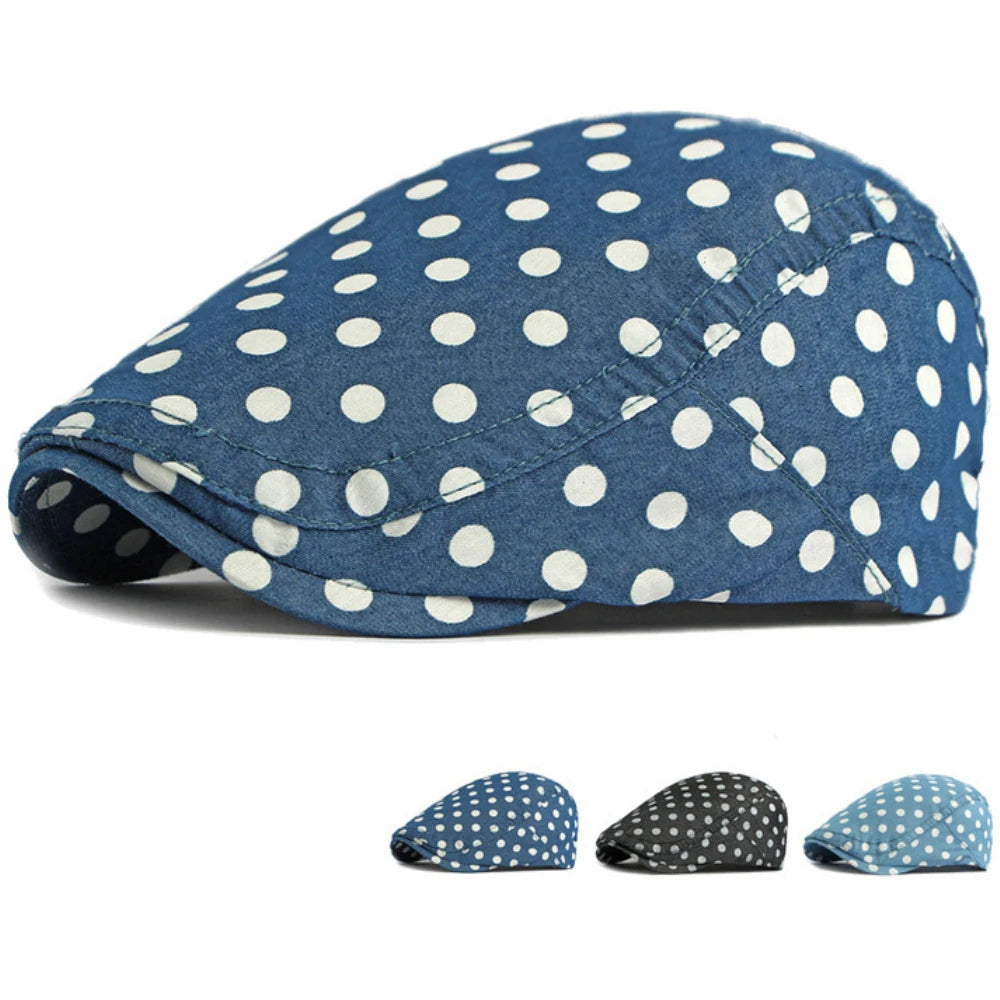 Men Women Retro Artist Painter Dots Beret Hat
