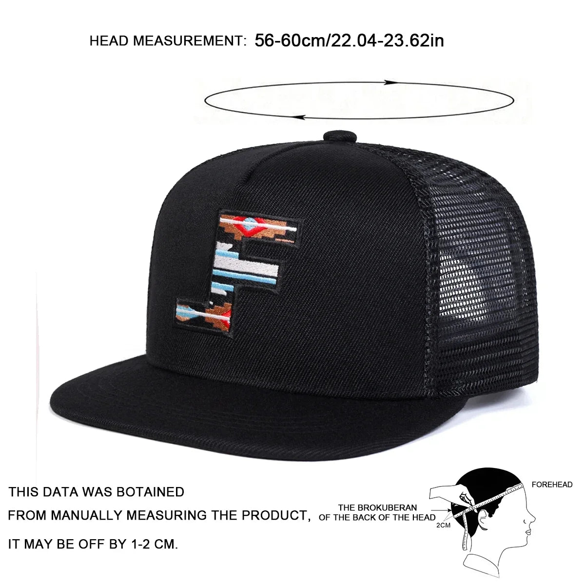 Unisex F Letter Embroidery Hip-Hop Net Hats