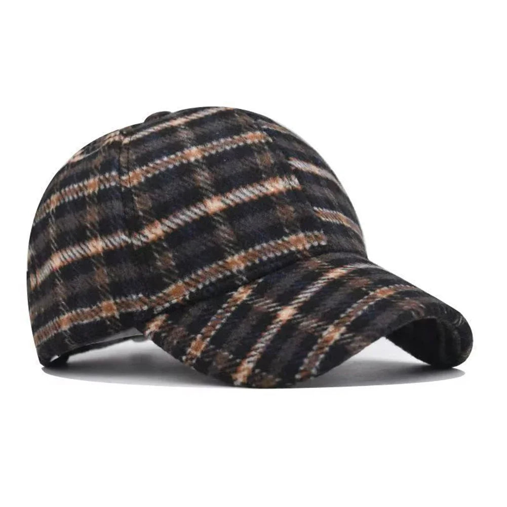 Adjustable Casual Versatile Houndstooth Unisex Plaid Baseball Cap