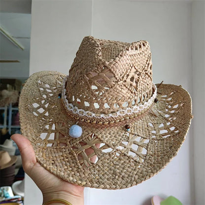 Woven Hard Summer Sapphire Accessories Neutral Cowboy Hat