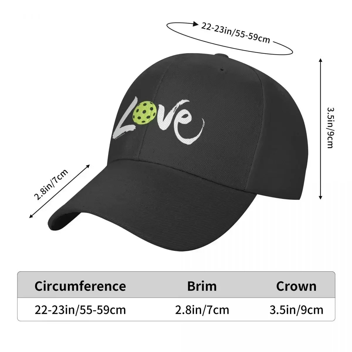 Pickleball Love (white lettering) Baseball Cap