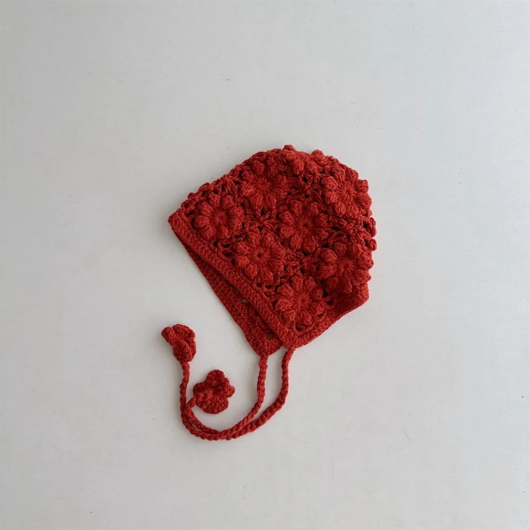 Knitted Baby Hat Kids Girls Handmade Crochet Ear Flap Beanie