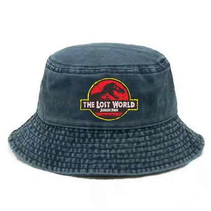 Jurassic Park Bucket Cap Distressed Hats Cap Dinosaur Men Retro Outdoor Summer