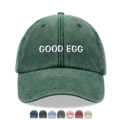 1pc "Good Egg" Baseball Cap Vintage Washed Unisex Dad Hat