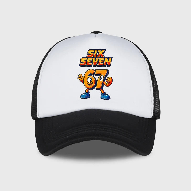 Trendy Cartoon 67 Six Seven Sponge Mesh Cap