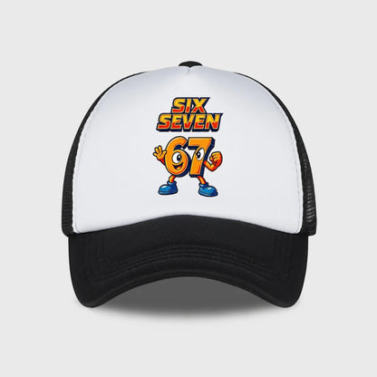 Trendy Cartoon 67 Six Seven Sponge Mesh Cap