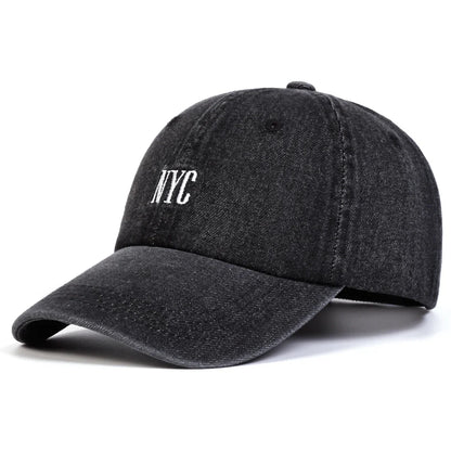 Unisex NYC Embroidery Denim Baseball Caps Spring Autumn