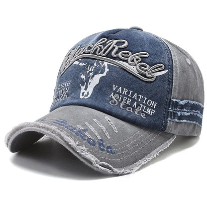 Retro Embroidered Letter Washed Baseball Cap