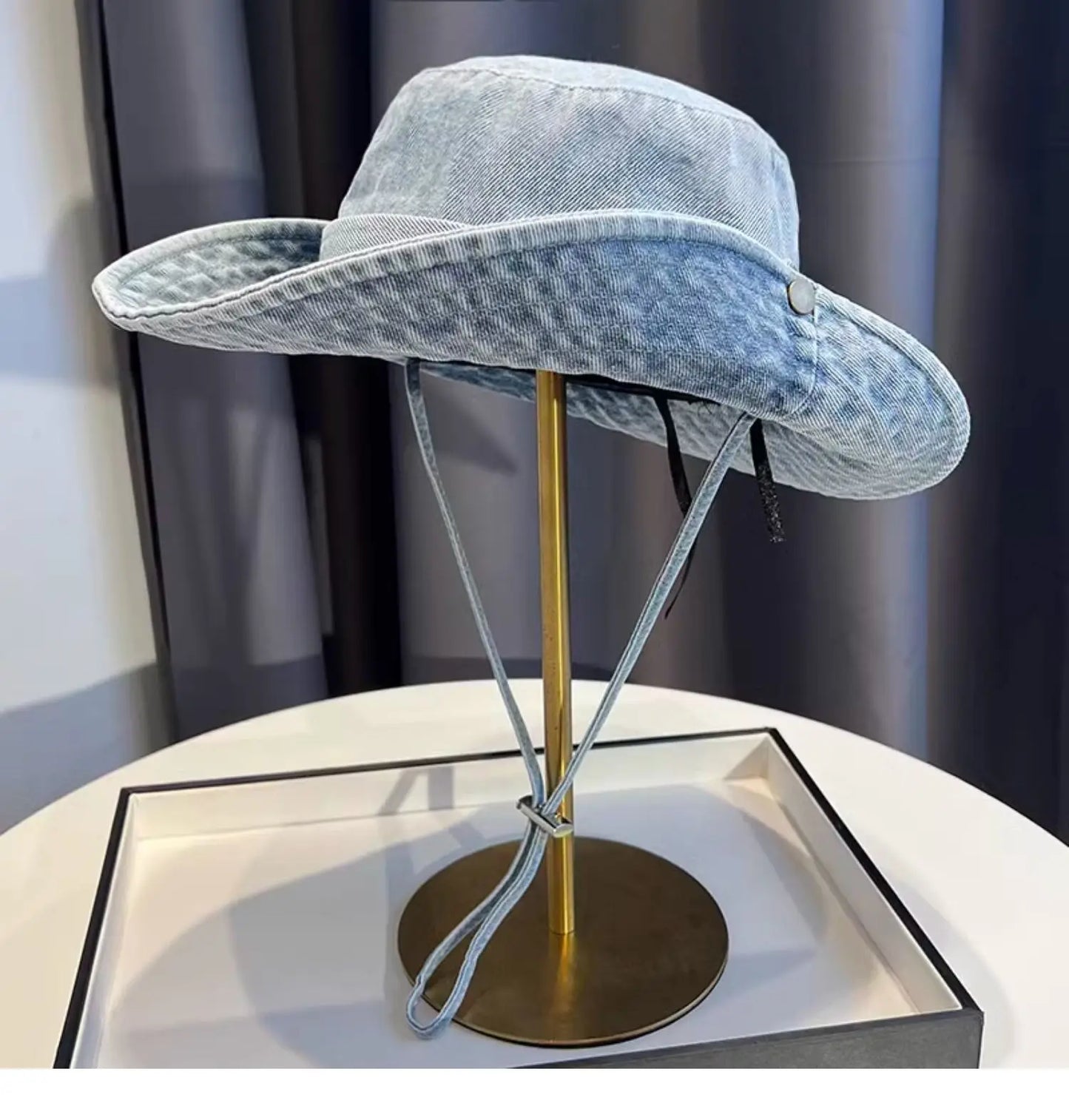 Vintage Washed Denim Bucket Hat Unisex Summer Sun Hat