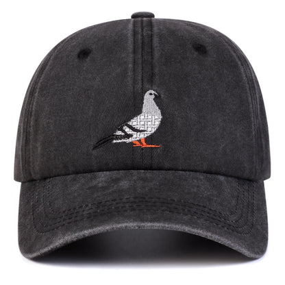 Unisex Pigeon Embroidery Washed Denim Baseball Caps