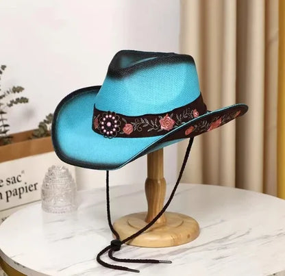 Woven Hard Summer Sapphire Accessories Neutral Cowboy Hat